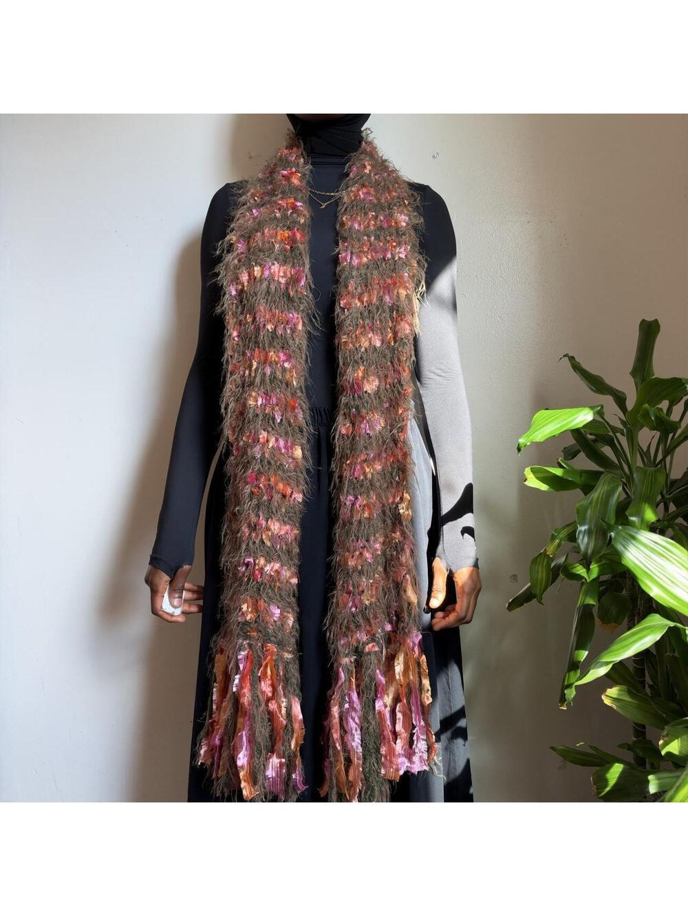 Platania Italian Y2K Fuzzy fairycore Eyelash Knit Scarf Ribbon Yarn